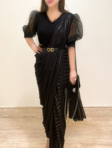 All Black Sari