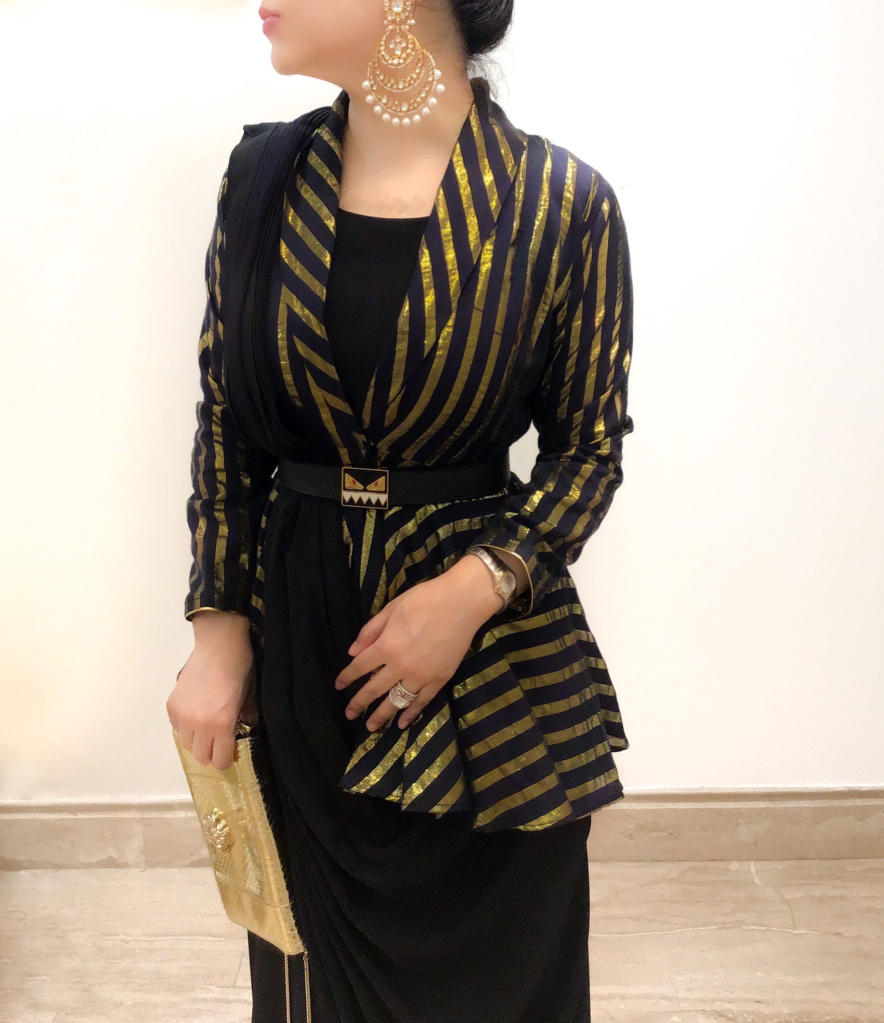 Begum - Black Peplum Jacket Sari – TPS Clothing