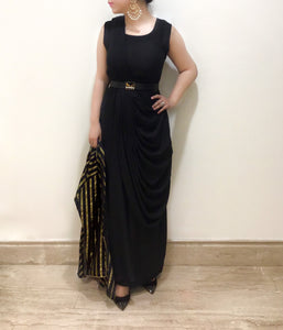 Begum - Black Peplum Jacket Sari