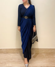 Load image into Gallery viewer, Navy Jumpsuit Drape Sari
