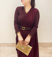 Load image into Gallery viewer, Maroon Jumpsuit sari
