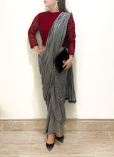 Load image into Gallery viewer, Stripes Sari With Embroidered Blouse
